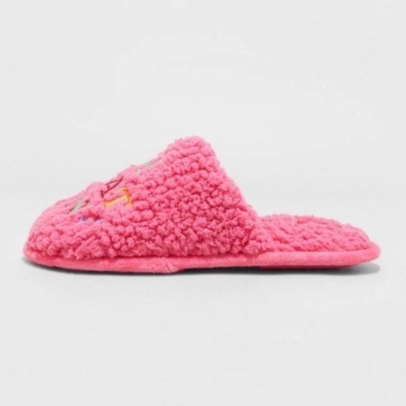 Wondershop Pink Oh What Fun Christmas Holiday Slippers - Picture 3 of 8